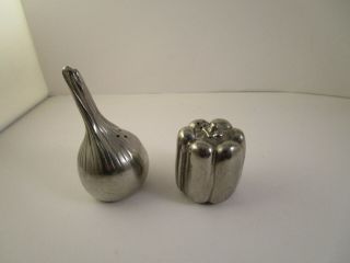 Vintage Kirk Steiff Pewter Metal Onion Bulb Pepper Salt & Pepper Shakers