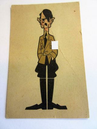 Vintage Ww2 Dutch Adolf Hitler Caricature Propaganda Postcard