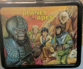 Planet Of The Apes 1974 Vtg Metal Lunch Box W/ Thermos (missing Lid).