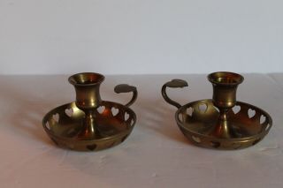 Rem Co Brass Heart Candle Holders Pair Made In India