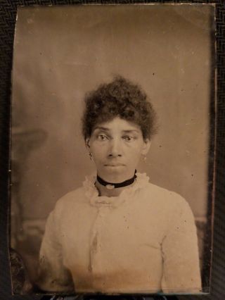 Lovely African American Woman.  Sixth Plate Tintype.