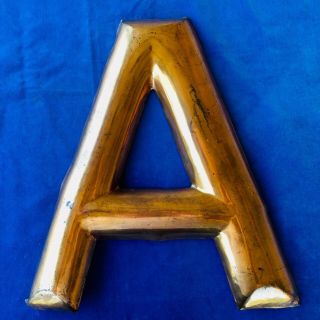 Vintage Sign Letter A Copper 16” Industrial Salvage Metal Wall Art Decor