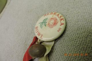Antique 1941 Nebraska In Rose Bowl Pinback Football Button Ribbon 2
