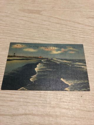 Moonlight View Of Ocean And Beach " Wildwood By The Sea " Postcard