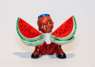 Black Americana Boy With Watermelon Slices Salt & Pepper Shakers