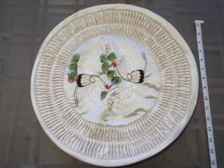 Vintage Chinese Silk Hand Embroidered Birds Cushion Pillow Cover Case 16 " Round