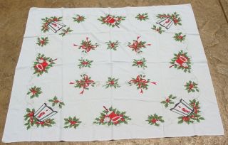Vintage Cotton Retro Christmas Lantern Floral Table Cloth Tablecloth Kitchen Old