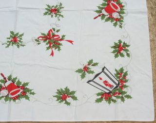 Vintage Cotton Retro Christmas Lantern Floral Table Cloth Tablecloth Kitchen Old 2