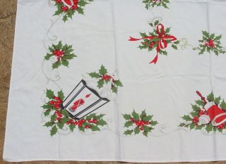Vintage Cotton Retro Christmas Lantern Floral Table Cloth Tablecloth Kitchen Old 3