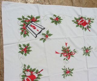 Vintage Cotton Retro Christmas Lantern Floral Table Cloth Tablecloth Kitchen Old 4