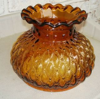 Antique Vtg Amber Glass Hurricane Kerosene Oil Lamp Shade 6 3/4 " Od Bottom