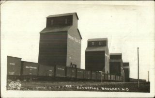 Brocket Nd Elevators & Rr Train Cars C1910 Real Photo Postcard