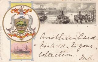 Glasgow - 1902 Undivided Back,  Clyde At Broomielaw & Heraldic,  Qv Stamp By Tuck