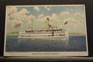 Boston Floating Hospital Ship Postcard Linen Copyright 1908 Advertising