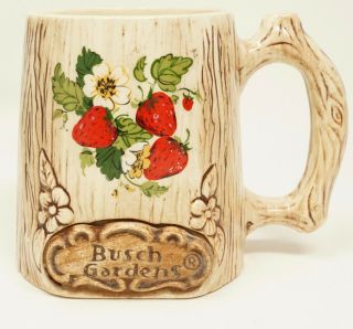 Vintage Treasure Craft Busch Gardens Strawberry Coffee Mug Cup Tree Made In Usa