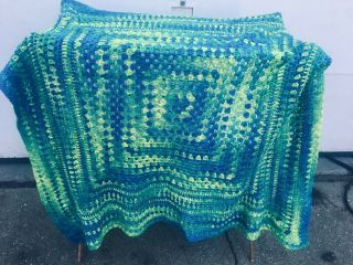 Handmade Crocheted Afghan Square 50 X 47 Throw Blanket