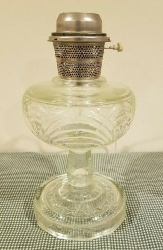 Vintage Aladdin Clear Glass Washington Drape Kerosene Oil Table Lamp Electrified