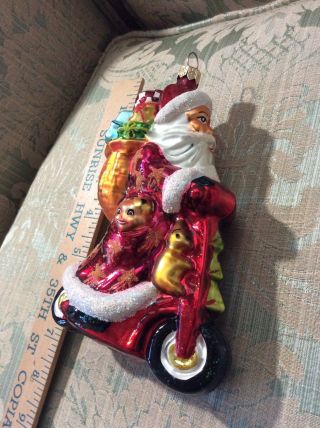 Christopher Radko Santa On Red Scooter Christmas Ornament Poland 3