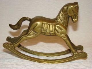 Vintage Brass Rocking Horse Statue Figurine 5.  25 " Long X 4 " Tall
