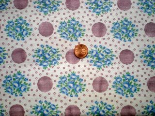 Floral Full Vtg Feedsack Quilt Sewing Doll Clothes Craft Blue Brown Green