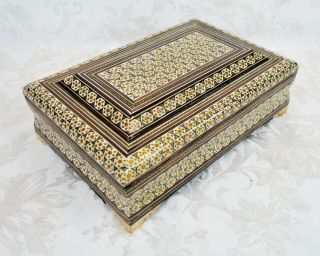 Vintage Middle Eastern Inlaid Wood Trinket Jewelry Box