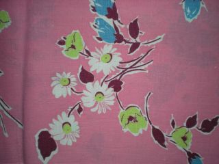 FLORAL on PINK Intact Vtg FEEDSACK Quilt Sewing Doll Clothes Craft Dress Fabric 2