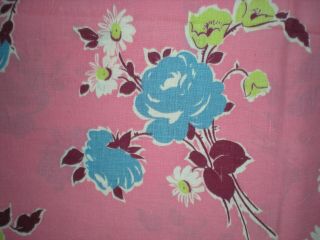 FLORAL on PINK Intact Vtg FEEDSACK Quilt Sewing Doll Clothes Craft Dress Fabric 3