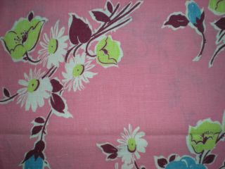 FLORAL on PINK Intact Vtg FEEDSACK Quilt Sewing Doll Clothes Craft Dress Fabric 4