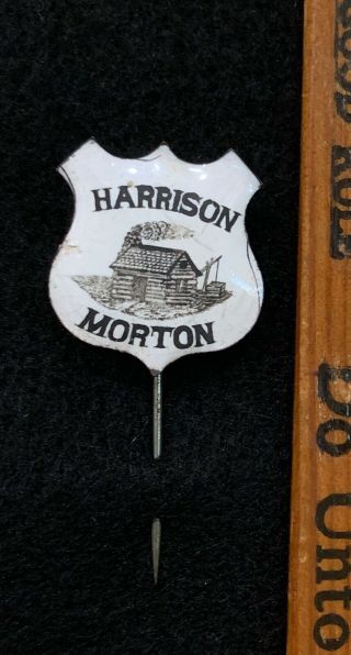 1888 Benjamin Harrison Levi Morton Presidential Campaign Enamel Stick Pin Cabin