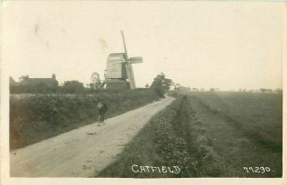 Rp Catfield Windmill Post Mill Nr Stalham Real Photo Norfolk Broads C1912