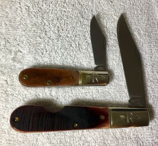Vintage J Russell Usa Made Barlow Pocket Knife Set Granddaddy Green River
