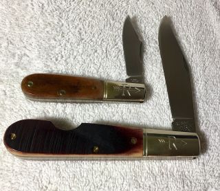 Vintage J Russell USA Made Barlow Pocket Knife Set granddaddy Green River 2