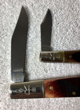 Vintage J Russell USA Made Barlow Pocket Knife Set granddaddy Green River 3
