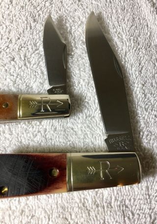 Vintage J Russell USA Made Barlow Pocket Knife Set granddaddy Green River 6