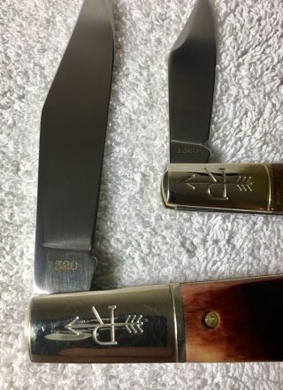 Vintage J Russell USA Made Barlow Pocket Knife Set granddaddy Green River 7