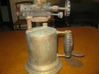 Vintage Antique Brass Blow Torch Model 4655 Steampunk Rustic Deco 3