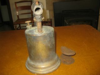 Vintage Antique Brass Blow Torch Model 4655 Steampunk Rustic Deco 4