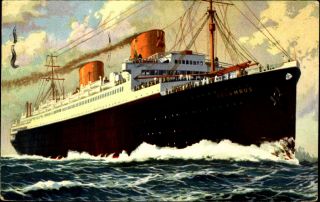Steamship Columbus Norddeutscher Lloyd Bremen Bermuda Royalty Stamp 1937