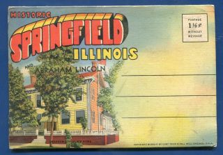 Springfield Illinois Il Lincoln Tomb Park Home Travel Postcard Folder