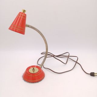 Vintage Goose Neck Table Lamp - Red Mid Century Modern