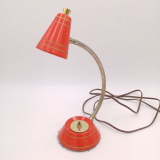 Vintage Goose Neck Table Lamp - Red Mid Century Modern 2