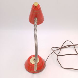 Vintage Goose Neck Table Lamp - Red Mid Century Modern 3