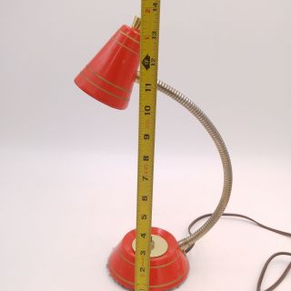 Vintage Goose Neck Table Lamp - Red Mid Century Modern 5