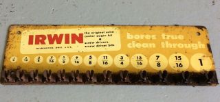 Irwin Tool Center Auger Bit Metal Display Antique Vintage 1960’s Rust