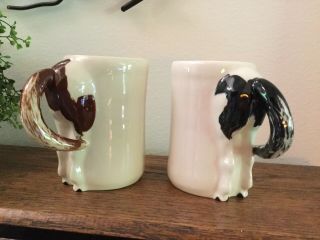 Happy Appy Valley Studio Ceramic Horse Tail Cups Mugs 1998 - 200? Ohio Set Of 2