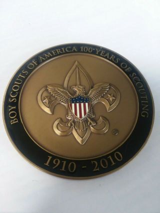 Large Boy Scouts Of America " 100 Years Of Scouting " Jn Medallion Paper Weight