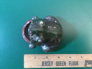 Antique FROGGIE Ashtray Paper Weight Open Mouth Frog Cast Metal 1920 4