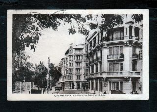 Casasblanca,  Morocco.  Ave.  Du General Moinier Postcard W/stamp 1934.  101e