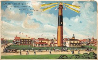 E42/ Atlantic City Jersey Nj Postcard Hold - To - Light Htl Absecom Light House