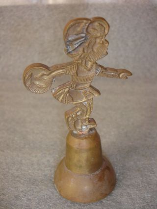Old Vtg Collectible Brass Bowling Figurine Ringing Bell Made In India